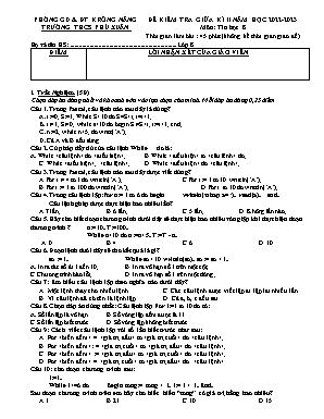 Đề kiểm tra giữa kỳ II môn Tin học Lớp 8 - Năm học 2022-2023 - Trường THCS Phú Xuân